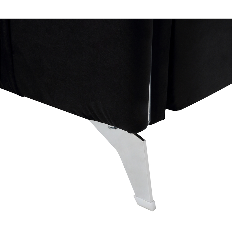 Hathaway Black Velvet Elegant Modern Chic Loveseat Couch