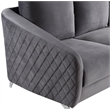 Sofia Gray Velvet Elegant Modern Chic Sofa Couch with Chrome Metal Legs