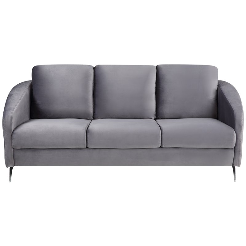 Sofia Gray Velvet Elegant Modern Chic Sofa Couch with Chrome Metal Legs
