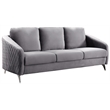Sofia Gray Velvet Elegant Modern Chic Sofa Couch with Chrome Metal Legs