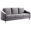 Sofia Gray Velvet Elegant Modern Chic Sofa Couch with Chrome Metal Legs