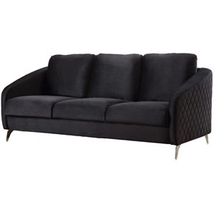 sofia black velvet elegant modern chic sofa couch with chrome metal legs