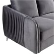 Hathaway Gray Velvet Elegant Modern Chic Sofa Couch with Chrome Metal Legs