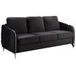 Hathaway Black Velvet Elegant Modern Chic Sofa Couch with Chrome Arms and Legs