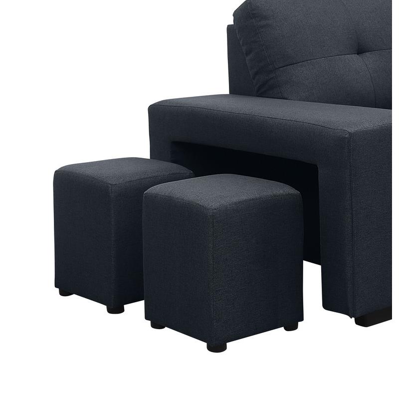 Lucas Dark Gray Fabric Sleeper Sectional Sofa with Reversible Storage Chaise