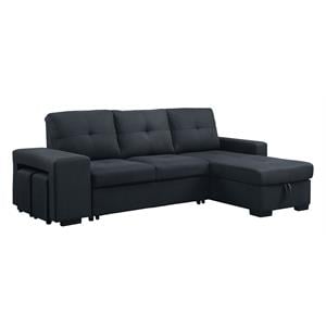 Lucas Dark Gray Fabric Sleeper Sectional Sofa with Reversible Storage Chaise
