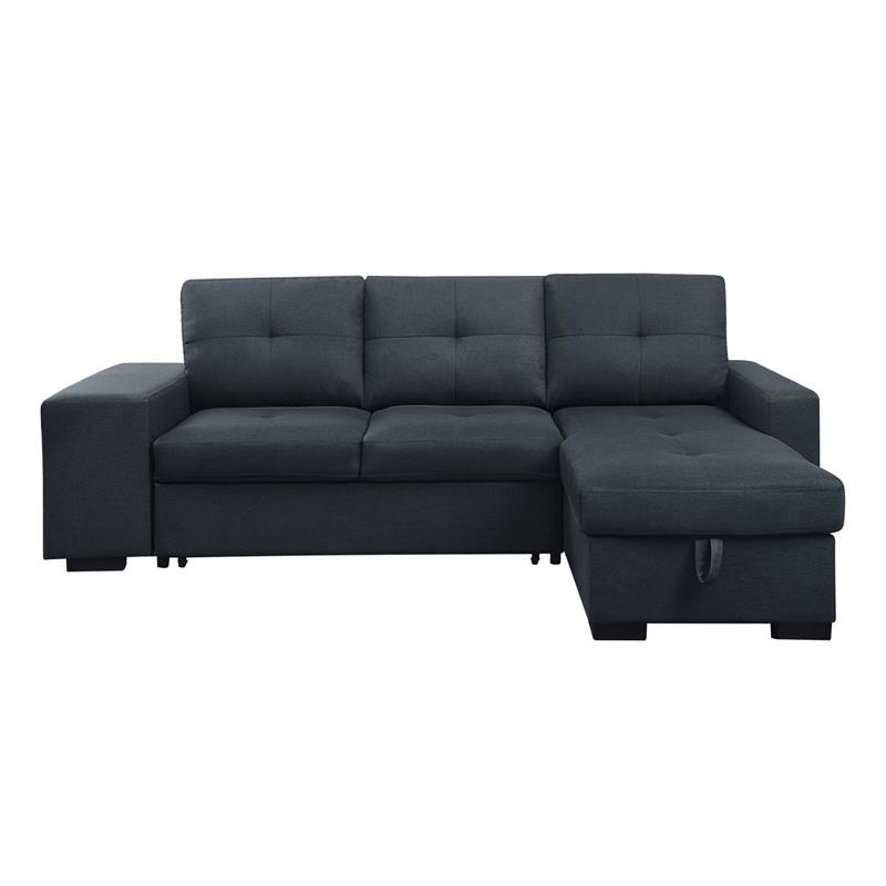Lucas Dark Gray Fabric Sleeper Sectional Sofa with Reversible Storage Chaise