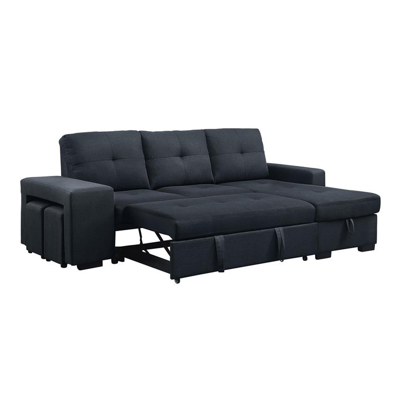 Lucas Dark Gray Fabric Sleeper Sectional Sofa with Reversible Storage Chaise