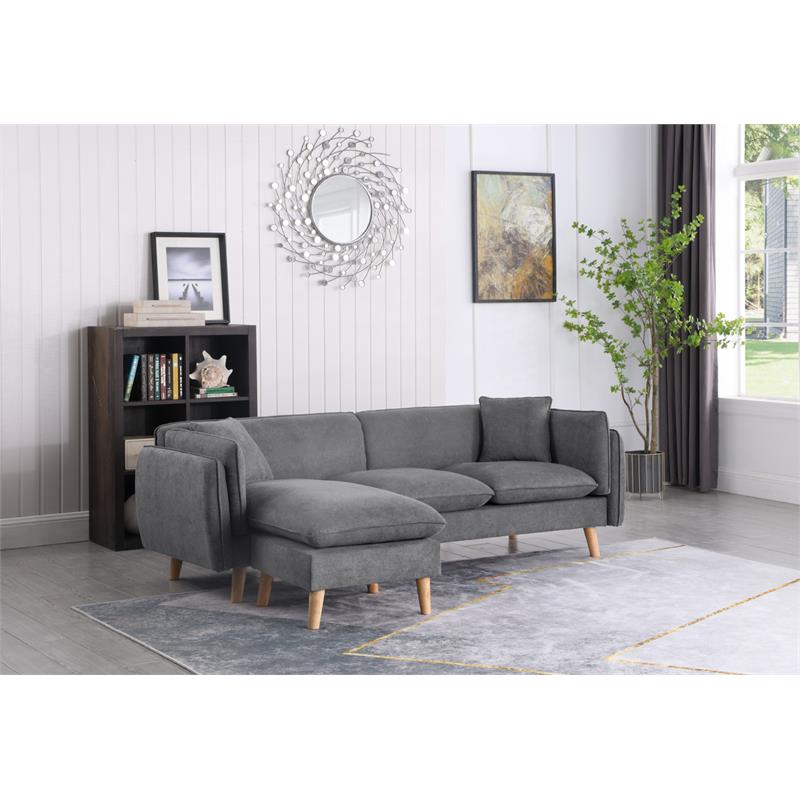 Brayden Light Gray Fabric Sectional Sofa Chaise Ottoman And 2 Pillows 89641 Brayden Light Gray Fabric Sectional, Light Gray Sofa With Chaise