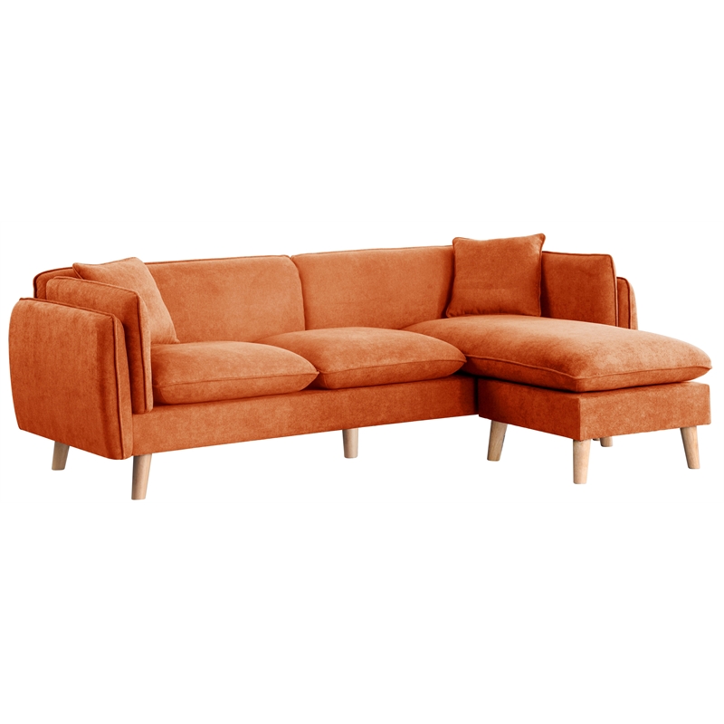 Brayden Orange Fabric Sectional Sofa, Orange Leather Sectional Sofa