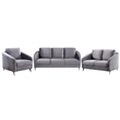 Sofia Gray Velvet Fabric Sofa Loveseat Chair Living Room Set