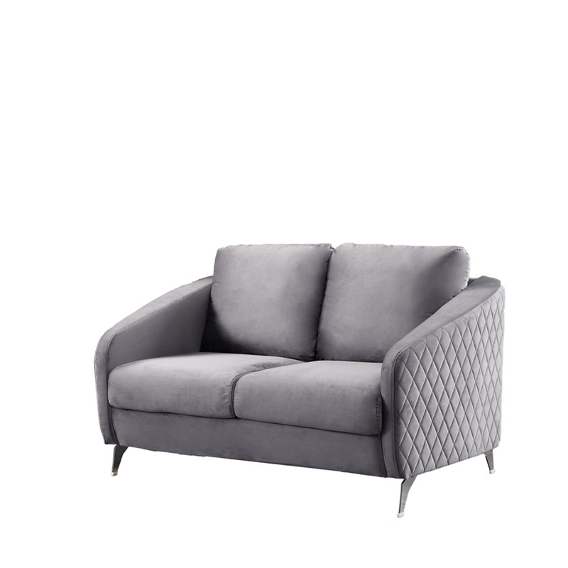 Sofia Gray Velvet Fabric Sofa Loveseat Chair Living Room Set