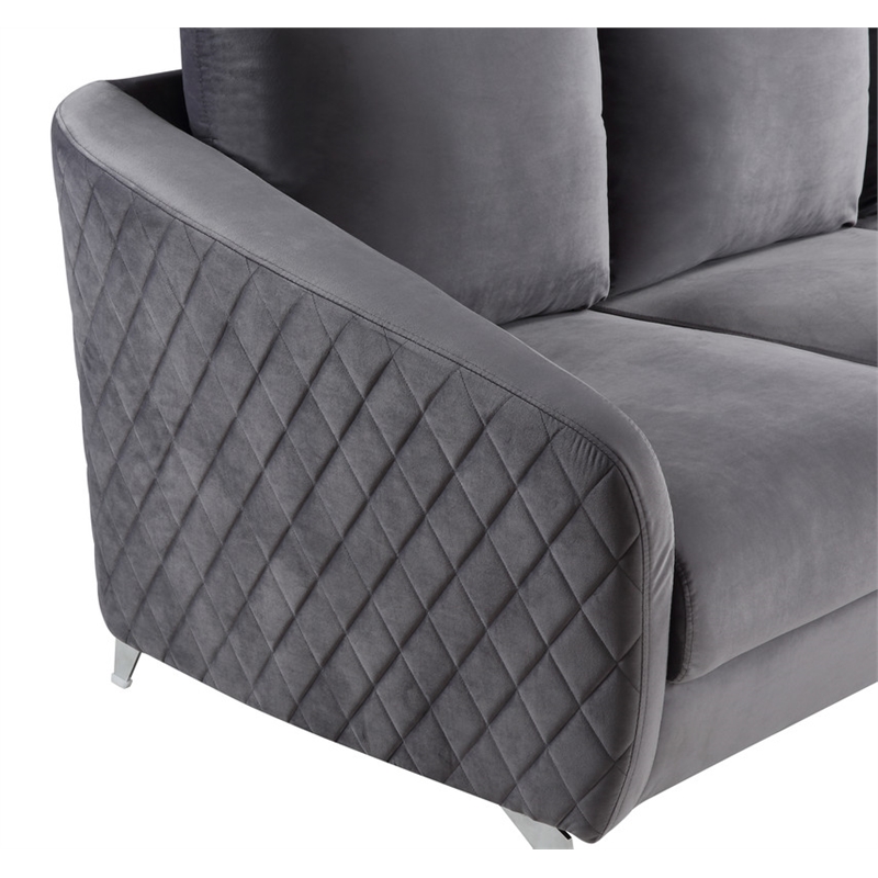 Sofia Gray Velvet Fabric Sofa Loveseat Living Room Set