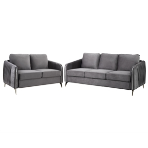 hathaway gray velvet fabric sofa loveseat living room set