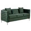 Bayberry Green Velvet Sofa with 3 Pillows