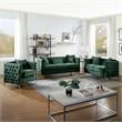 Bayberry Green Velvet Loveseat with 2 Pillows