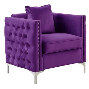 bayberry purple velvet chair with 1 pillow