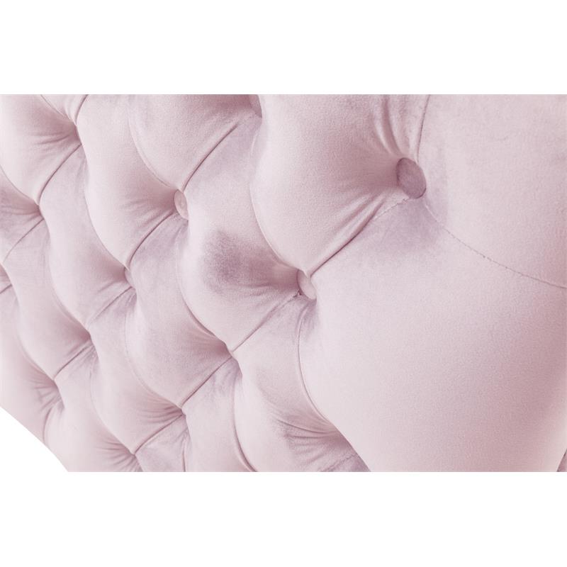 Bayberry Pink Velvet Loveseat with 2 Pillows