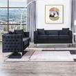 Bayberry Black Velvet Sofa Loveseat Living Room Set