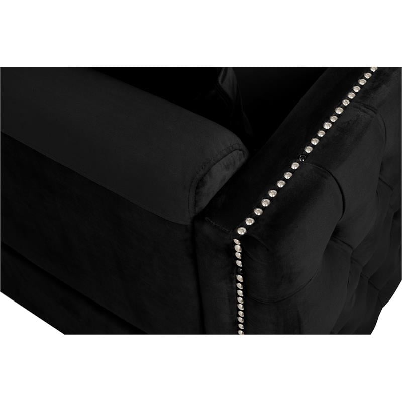 Bayberry Black Velvet Sofa Loveseat Living Room Set