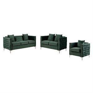 bayberry green velvet sofa loveseat chair living room set