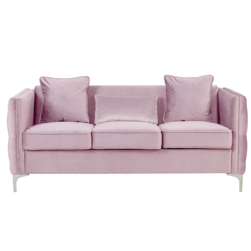 Bayberry Pink Velvet Sofa Loveseat Living Room Set