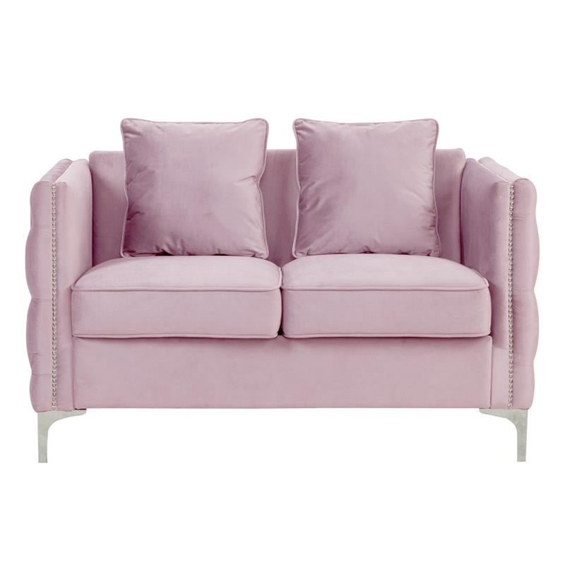 Bayberry Pink Velvet Sofa Loveseat Living Room Set
