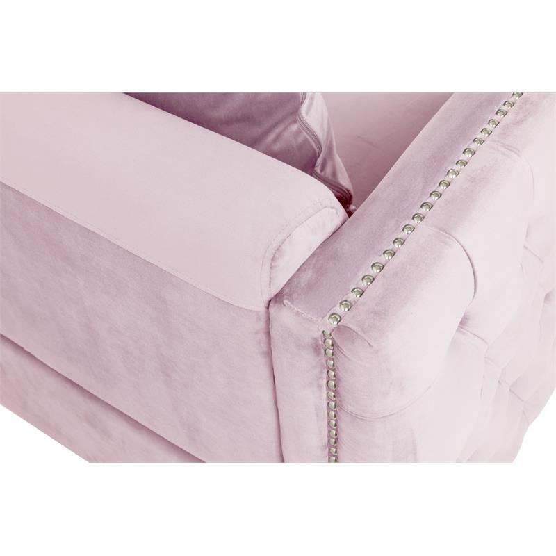 Bayberry Pink Velvet Sofa Loveseat Living Room Set