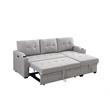 Mabel Linen Fabric Sleeper Sectional with cupholder USB port pocket Light Gray