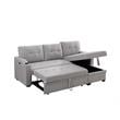 Mabel Linen Fabric Sleeper Sectional with cupholder USB port pocket Light Gray