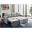 Mabel Linen Fabric Sleeper Sectional with cupholder USB port pocket Light Gray