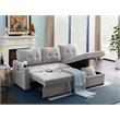 Mabel Linen Fabric Sleeper Sectional with cupholder USB port pocket Light Gray
