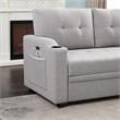 Mabel Linen Fabric Sleeper Sectional with cupholder USB port pocket Light Gray