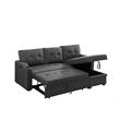 Mabel Dark Gray Linen Fabric Sleeper Sectional with cupholder USB port pocket