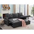 Mabel Dark Gray Linen Fabric Sleeper Sectional with cupholder USB port pocket