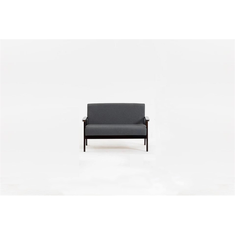 Bahamas Dark Gray Linen Fabric Loveseat with Espresso Solid Wood Frame