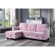 Lilola Home Nova Velvet Reversible Sleeper Sectional with Storage in Pink