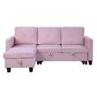Lilola Home Nova Velvet Reversible Sleeper Sectional with Storage in Pink