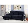 Lilola Home Ivy Velvet Reversible Sleeper Sectional with Storage in Black