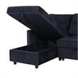 Lilola Home Ivy Velvet Reversible Sleeper Sectional with Storage in Black