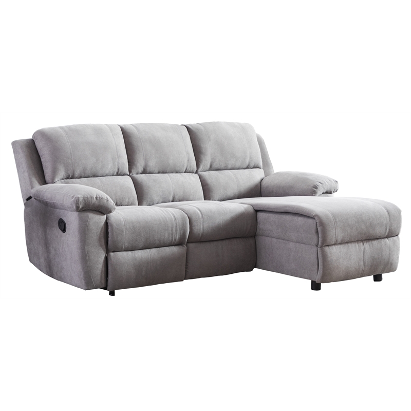 Emery Gray Polyester Fabric Right, Small Sofa With Recliner And Chaise