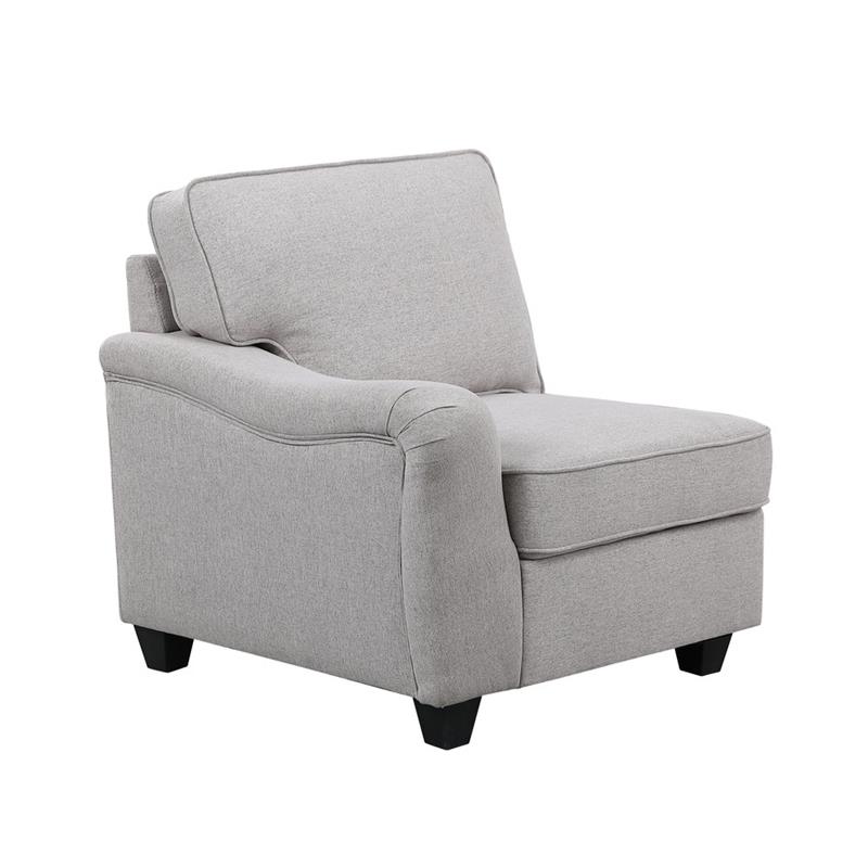 Leo Light Gray Linen Fabric 8Pc Modular L-Shape Sectional Sofa and Ottoman