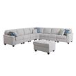 Leo Light Gray Linen Fabric 8Pc Modular L-Shape Sectional Sofa and Ottoman