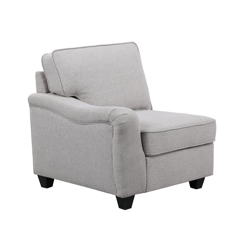 Leo Light Gray Linen Fabric 7Pc Modular L-Shape Sectional Sofa and Ottoman