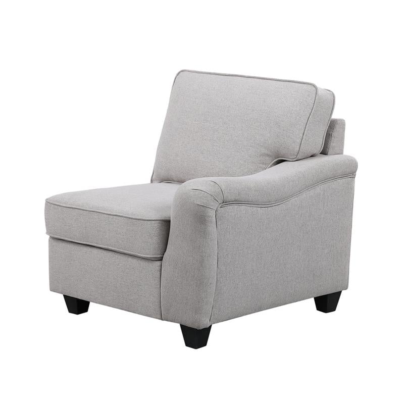 Leo Light Gray Linen Fabric 7Pc Modular L-Shape Sectional Sofa and Ottoman