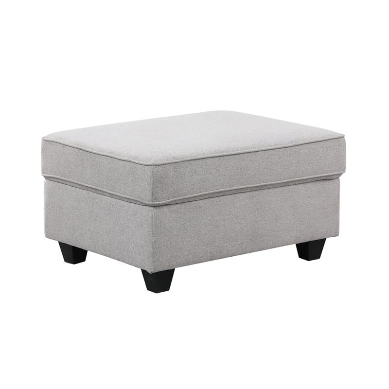 Leo Light Gray Linen Fabric 7Pc Modular L-Shape Sectional Sofa and Ottoman