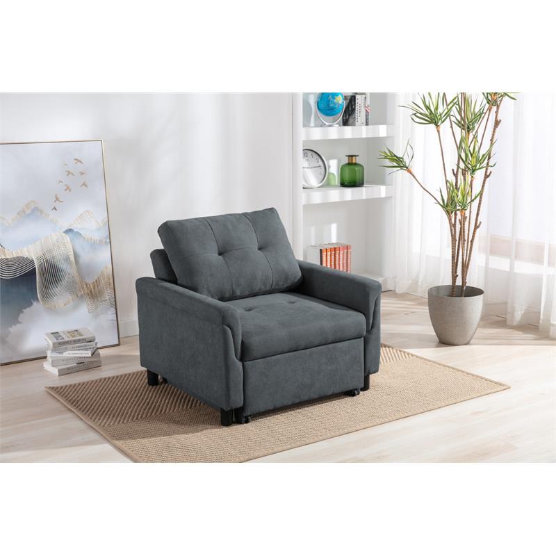 Hannah Dark Gray Woven Fabric Convertible Armchair Bed