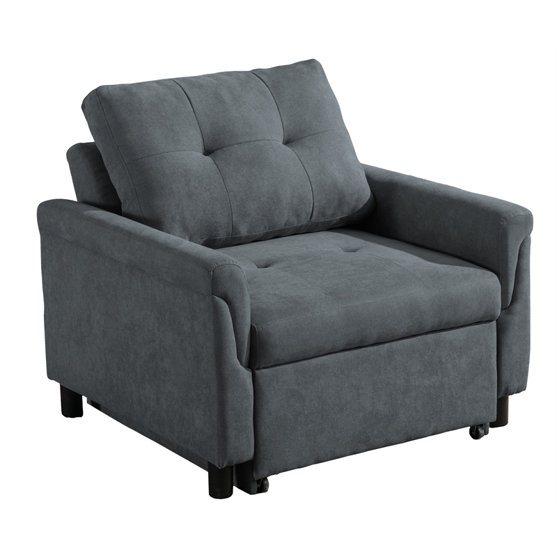 Hannah Dark Gray Woven Fabric Convertible Armchair Bed