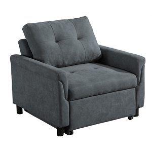 hannah dark gray woven fabric convertible armchair bed