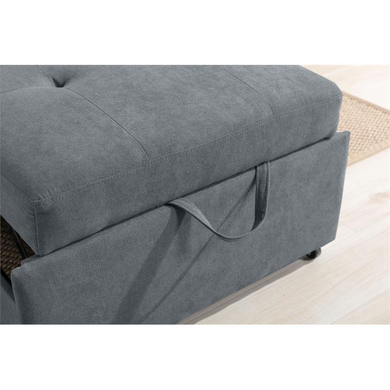 Hannah Dark Gray Woven Fabric Convertible Armchair Bed